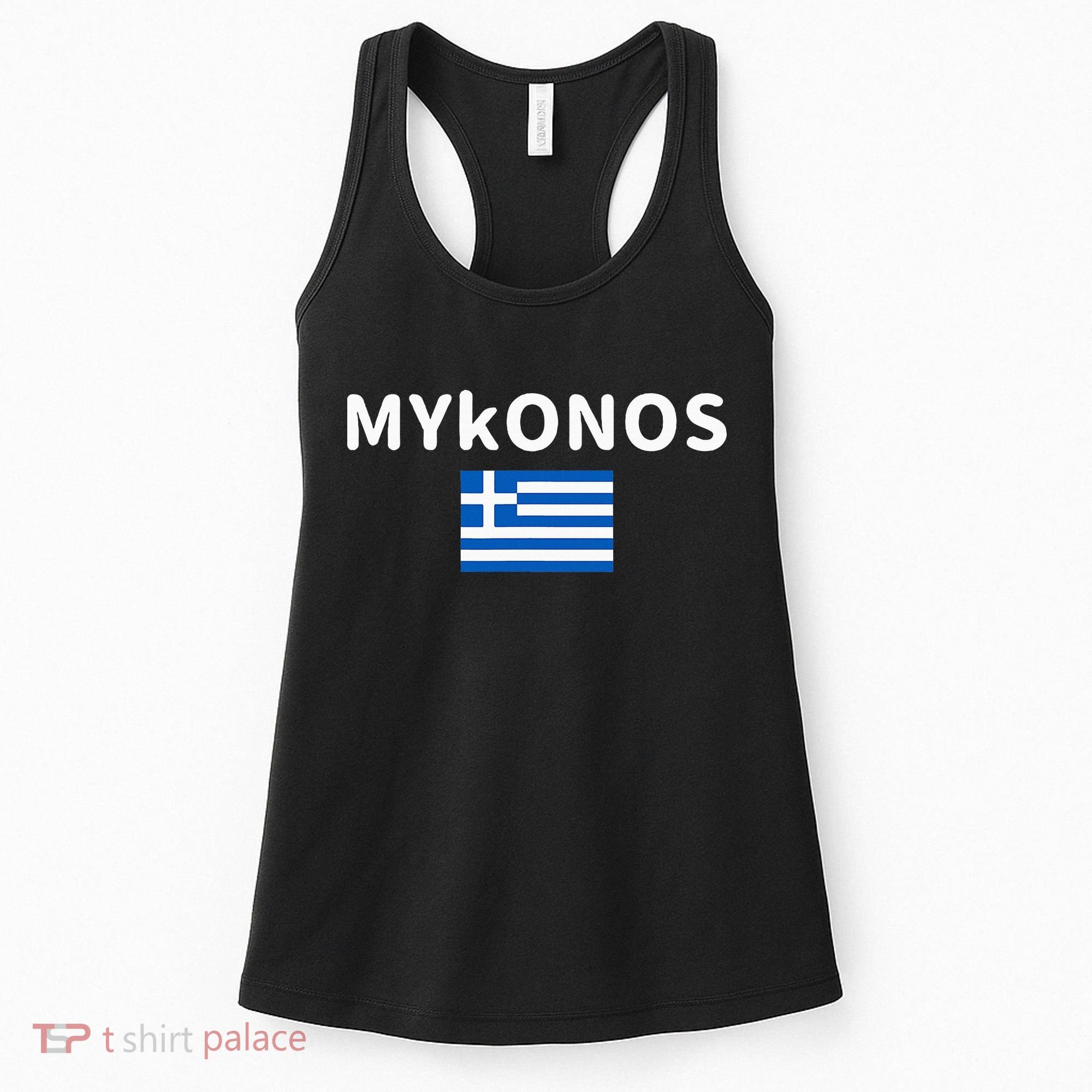 Mykonos City Greece Greek Flag Print Women's Tank Top