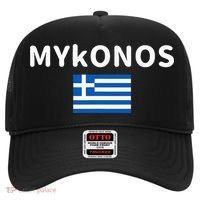 Mykonos City Greece Greek Flag Print Hat thumb 0