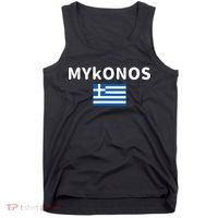 Mykonos City Greece Greek Flag Print Tank Top thumb 0