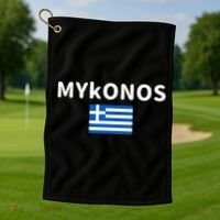 Mykonos City Greece Greek Flag Print Golf Towel thumb 1