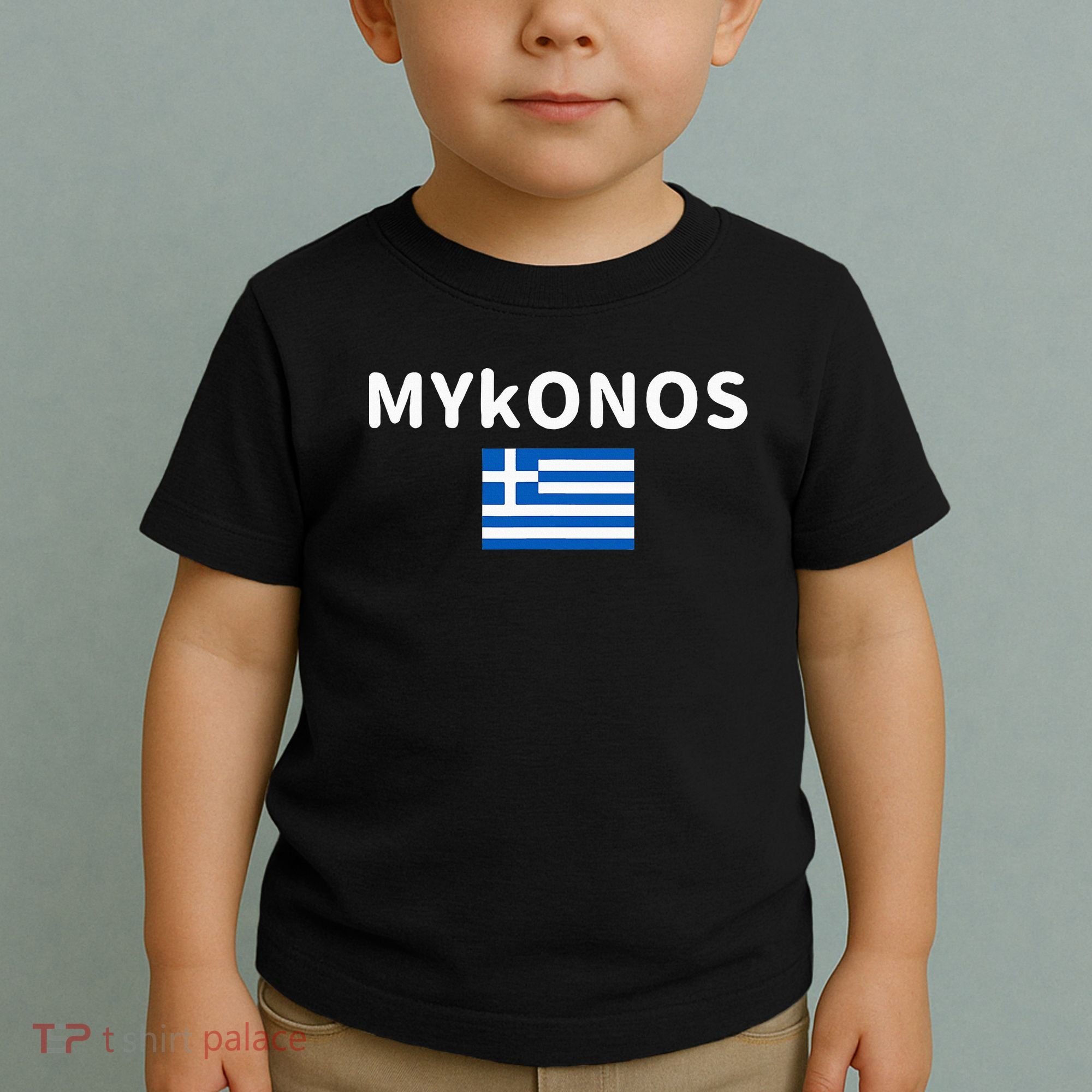 Mykonos City Greece Greek Flag Print Toddler T-Shirt