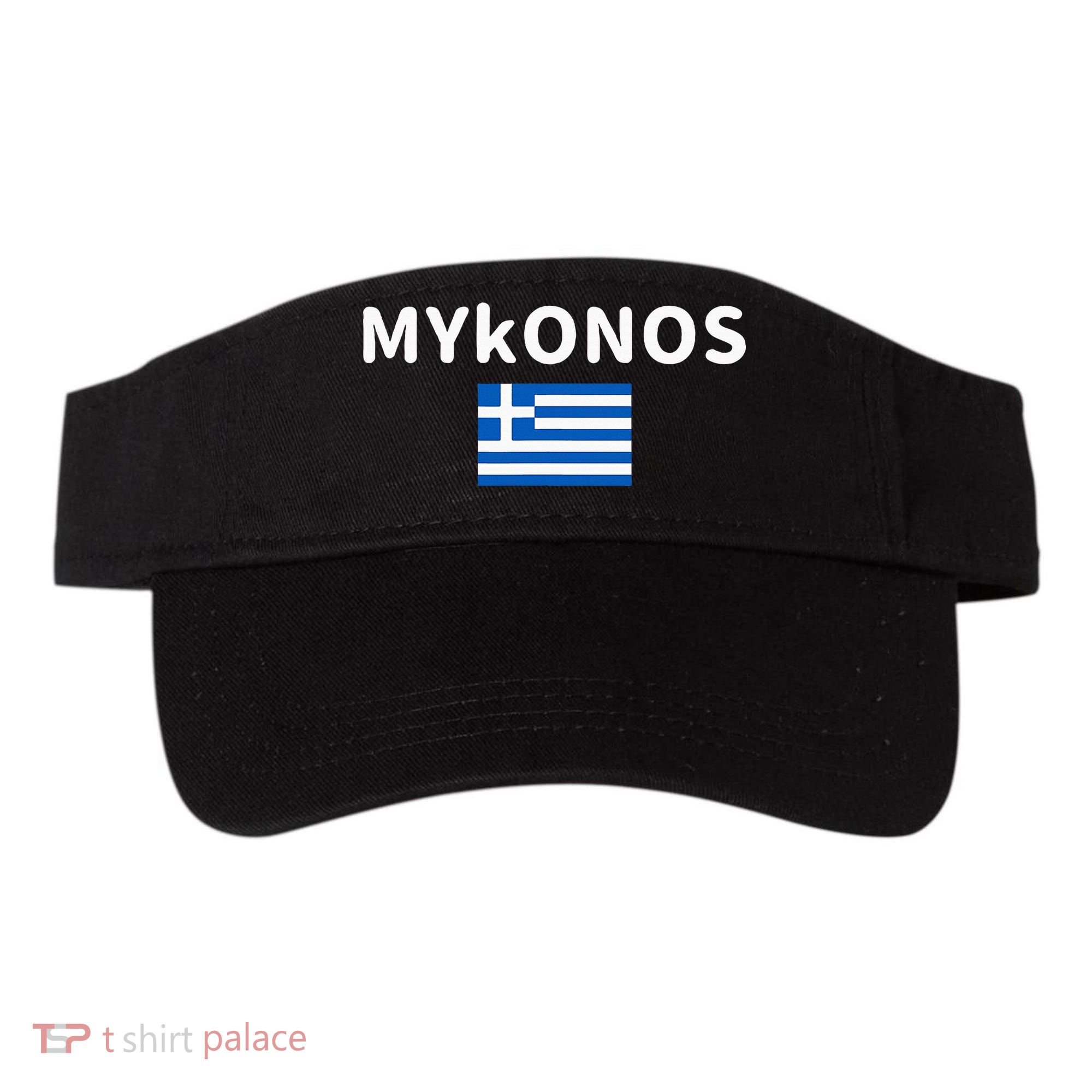 Mykonos City Greece Greek Flag Print Visor