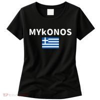 Mykonos City Greece Greek Flag Print Women's T-Shirt thumb 0