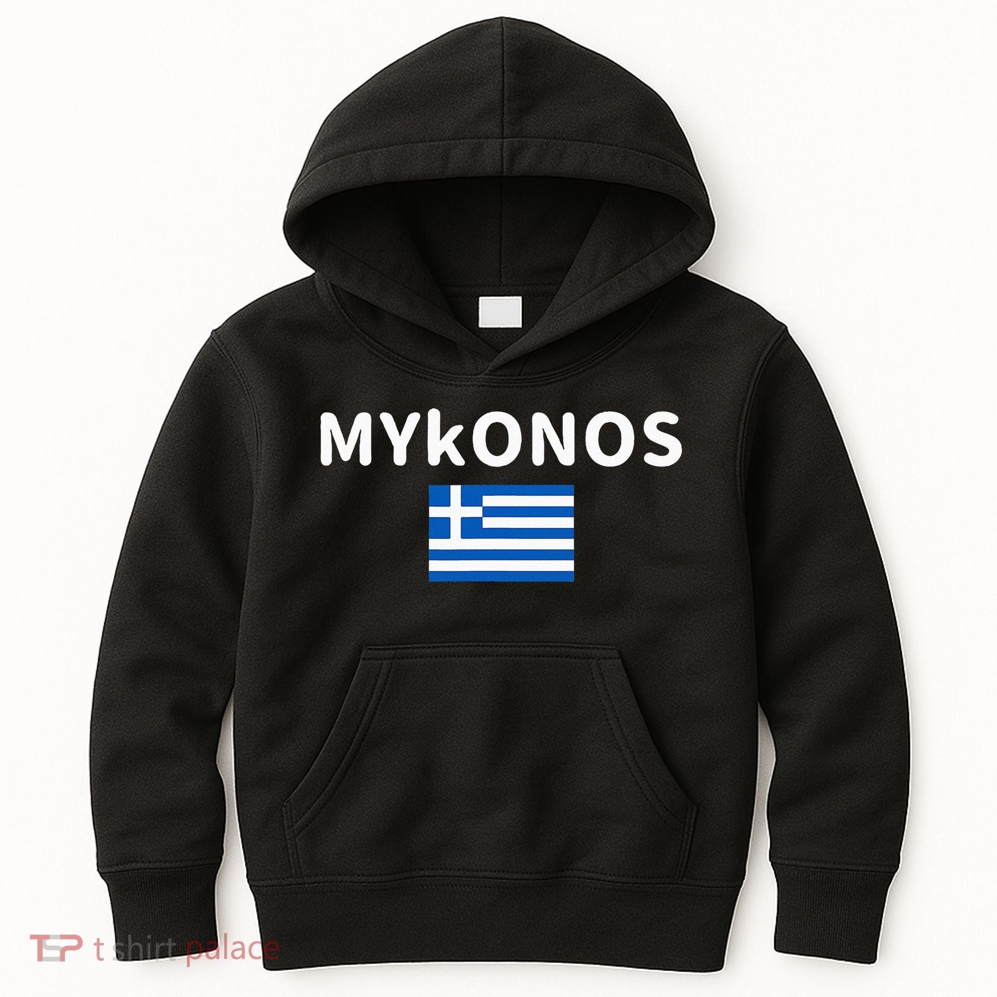 Mykonos City Greece Greek Flag Print Kids Hoodie