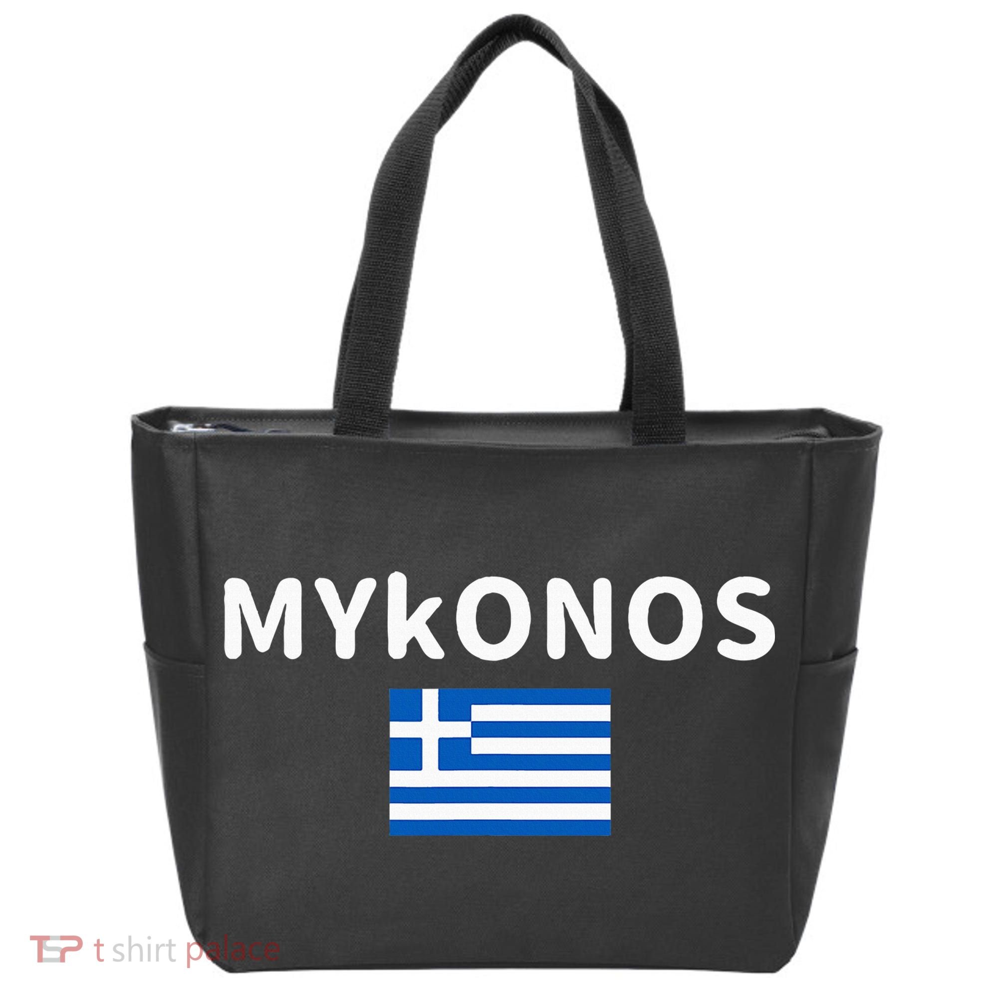 Mykonos City Greece Greek Flag Print Tote Bag