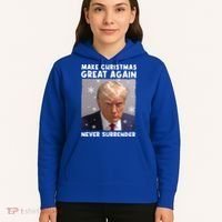 Make Christmas Great Again Trump Mug Shot Never Surrender Gift Hoodie thumb 5