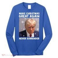 Make Christmas Great Again Trump Mug Shot Never Surrender Gift Long Sleeve Shirt thumb 0