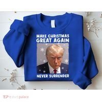 Make Christmas Great Again Trump Mug Shot Never Surrender Gift Sweatshirt thumb 2