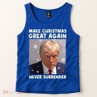 Make Christmas Great Again Trump Mug Shot Never Surrender Gift Tank Top thumb 2
