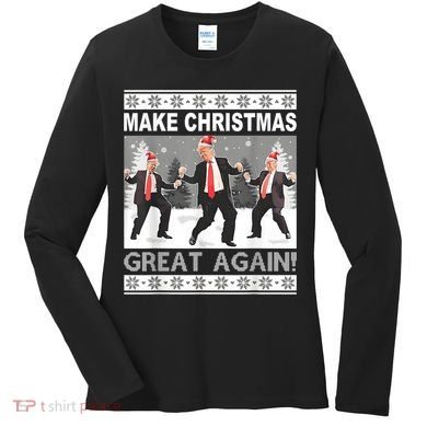 Make Christmas Great Again Trump Dancing Women's Long Sleeve Shirt