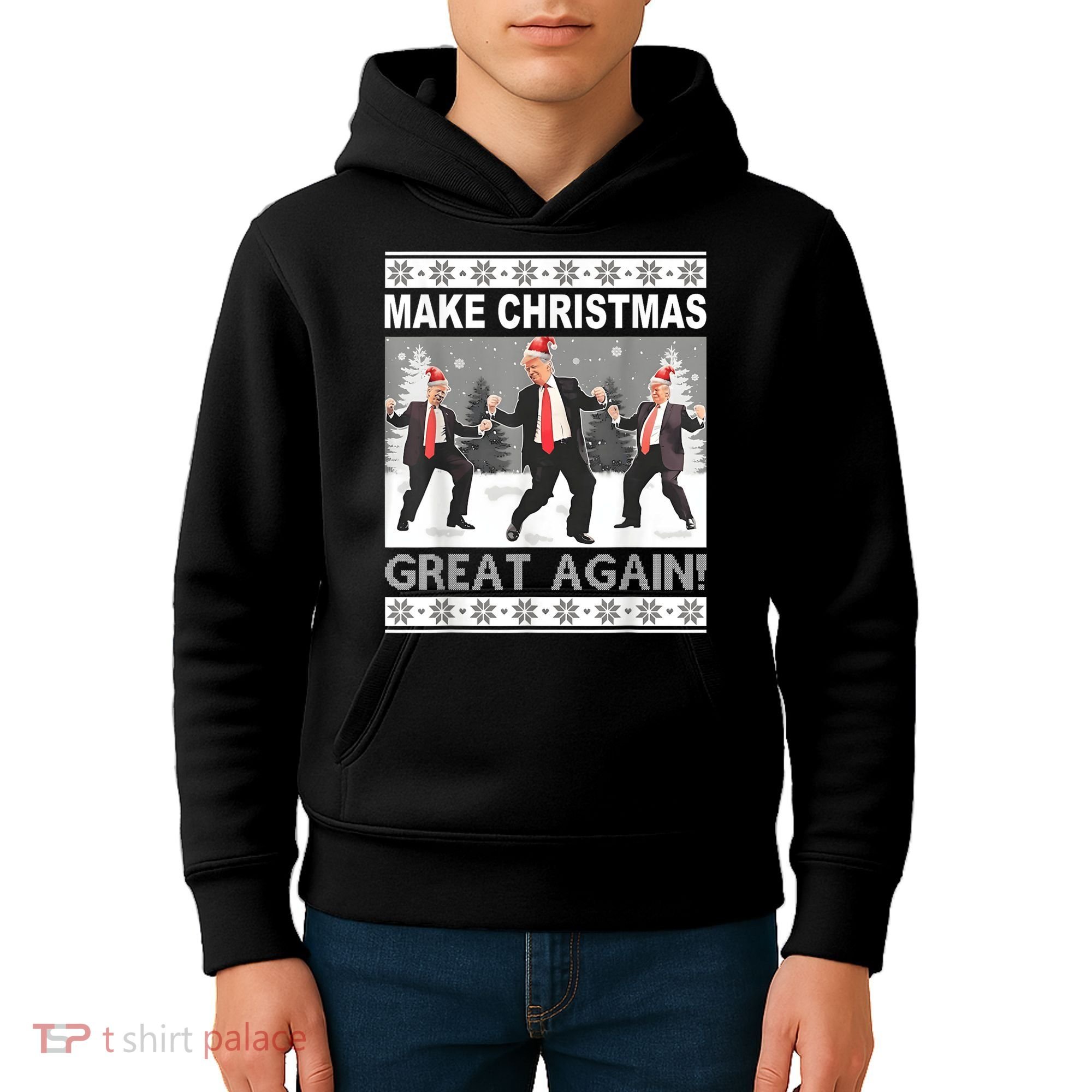 Make Christmas Great Again Trump Dancing Kids Hoodie