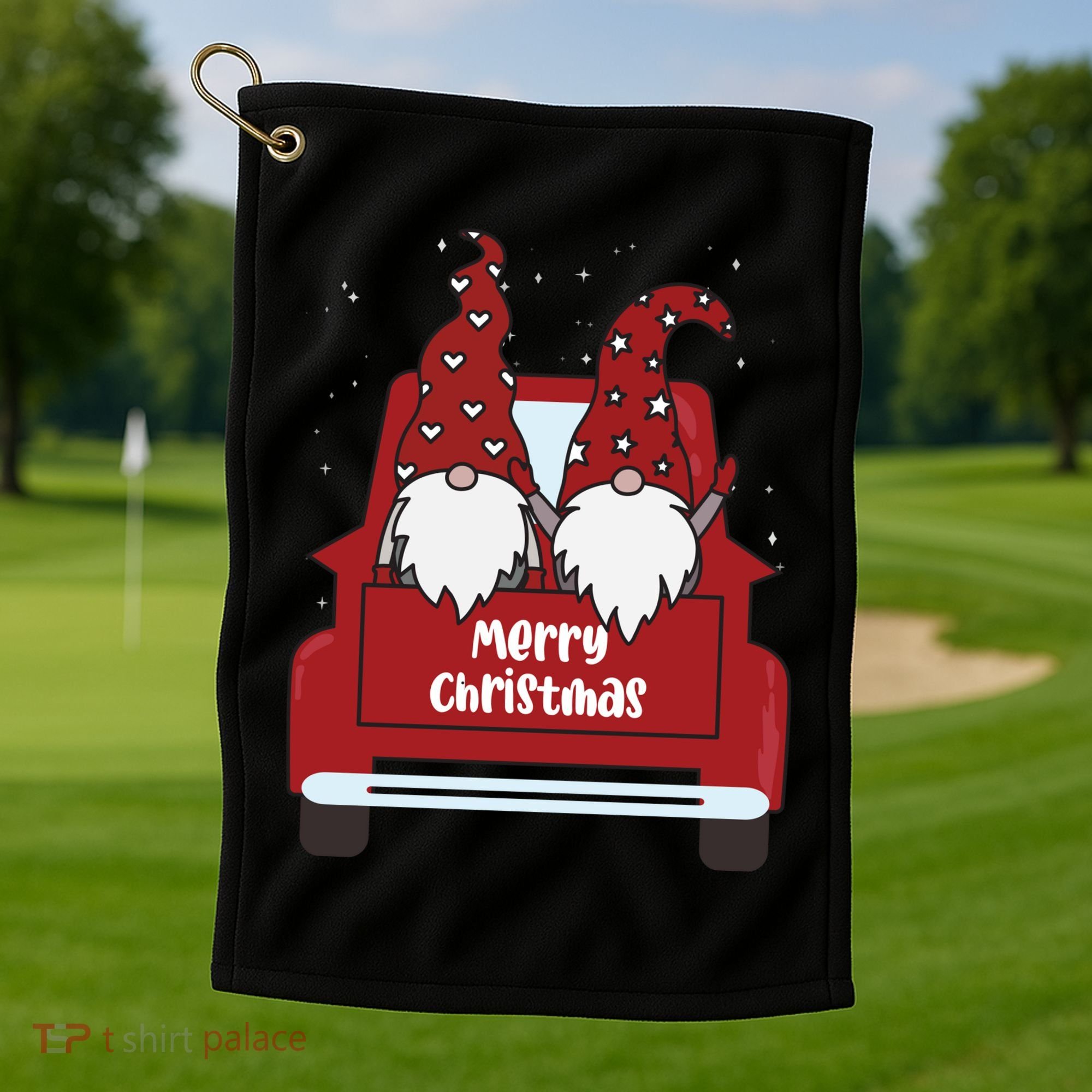 Merry Christmas Gnome Holiday Cute Golf Towel