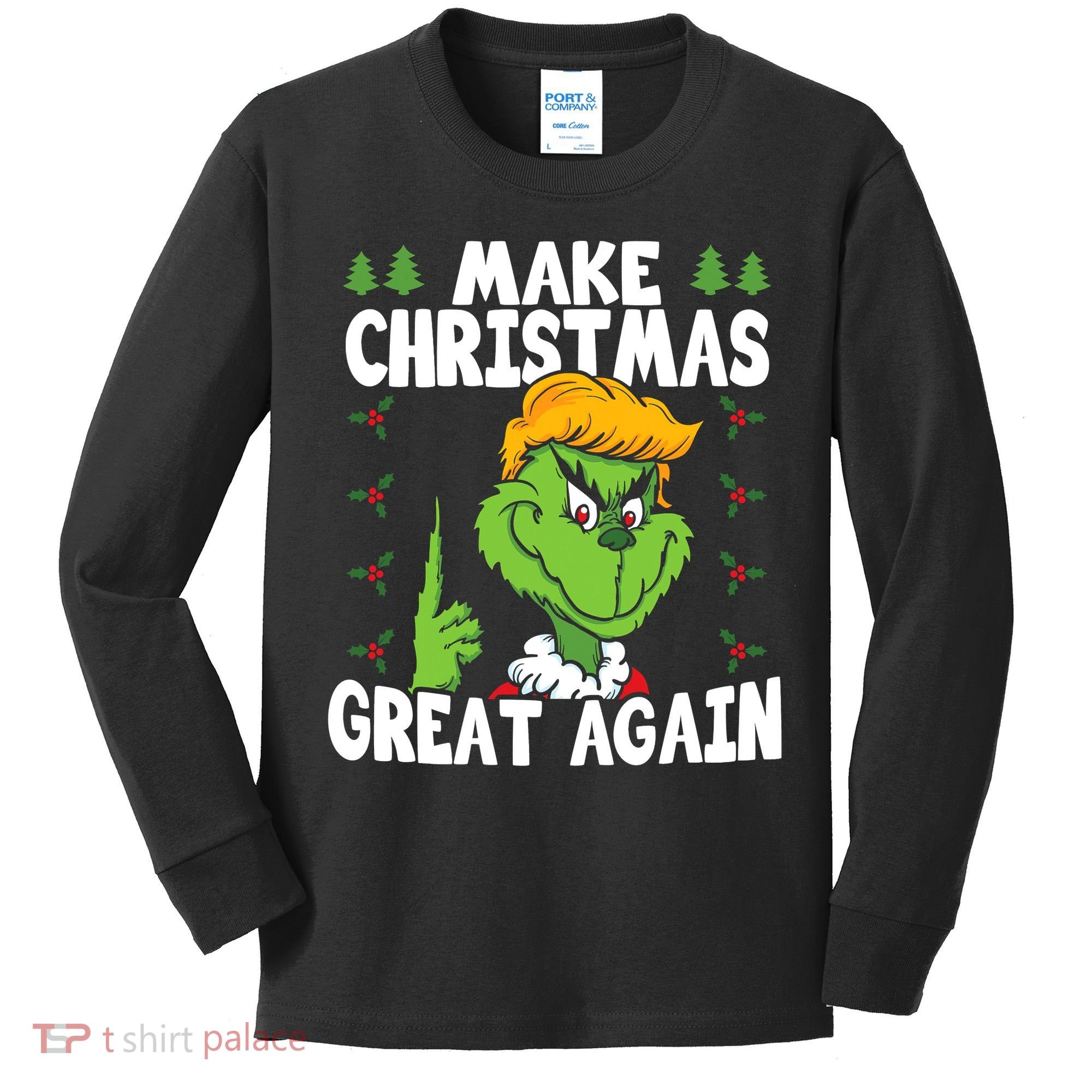 Make Christmas Great Again Donald Trump Xmas Funny Gift Kids Long Sleeve Shirt