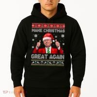 Make Christmas Great Again Ugly Xmas Funny Trump Hoodie thumb 2
