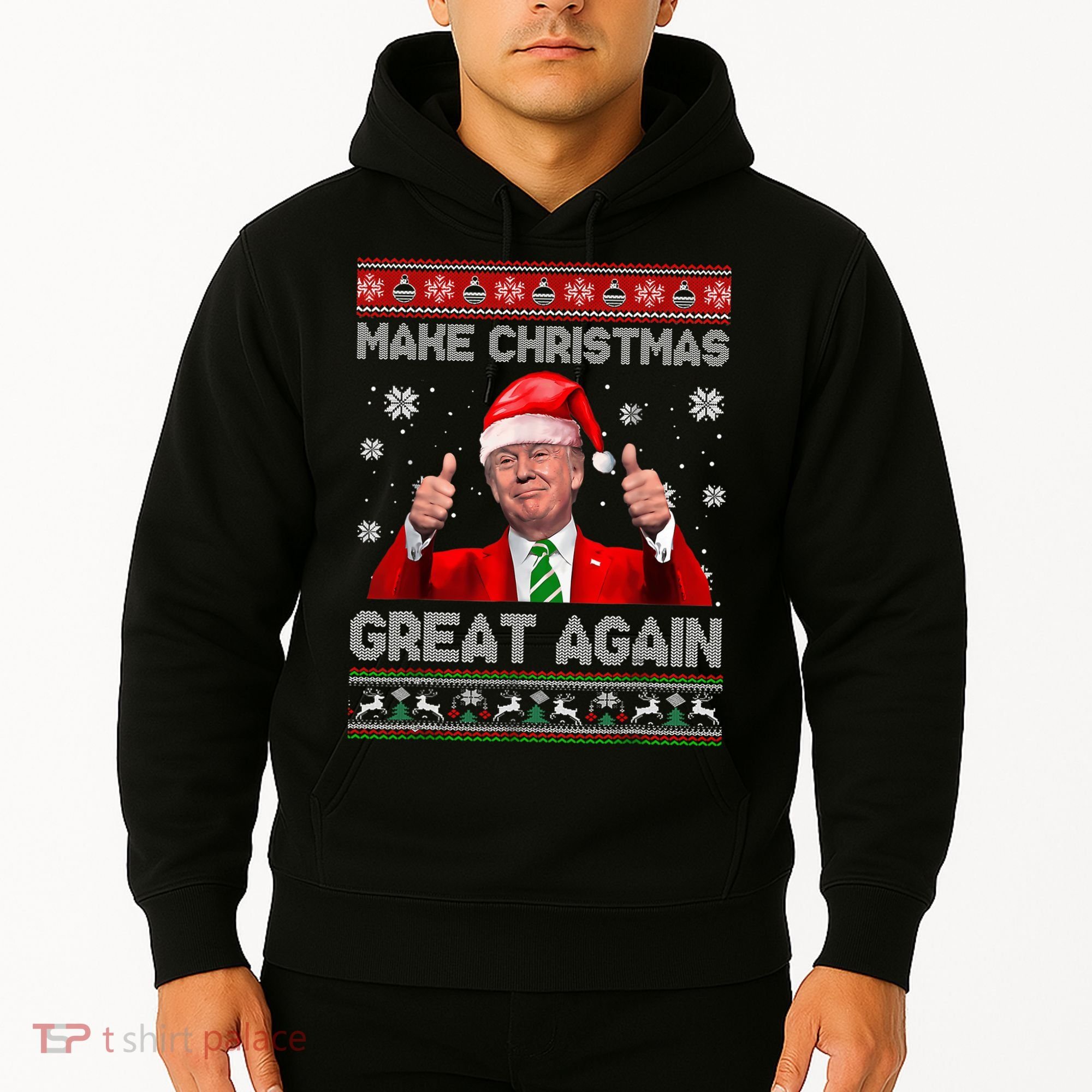 Make Christmas Great Again Ugly Xmas Funny Trump Hoodie