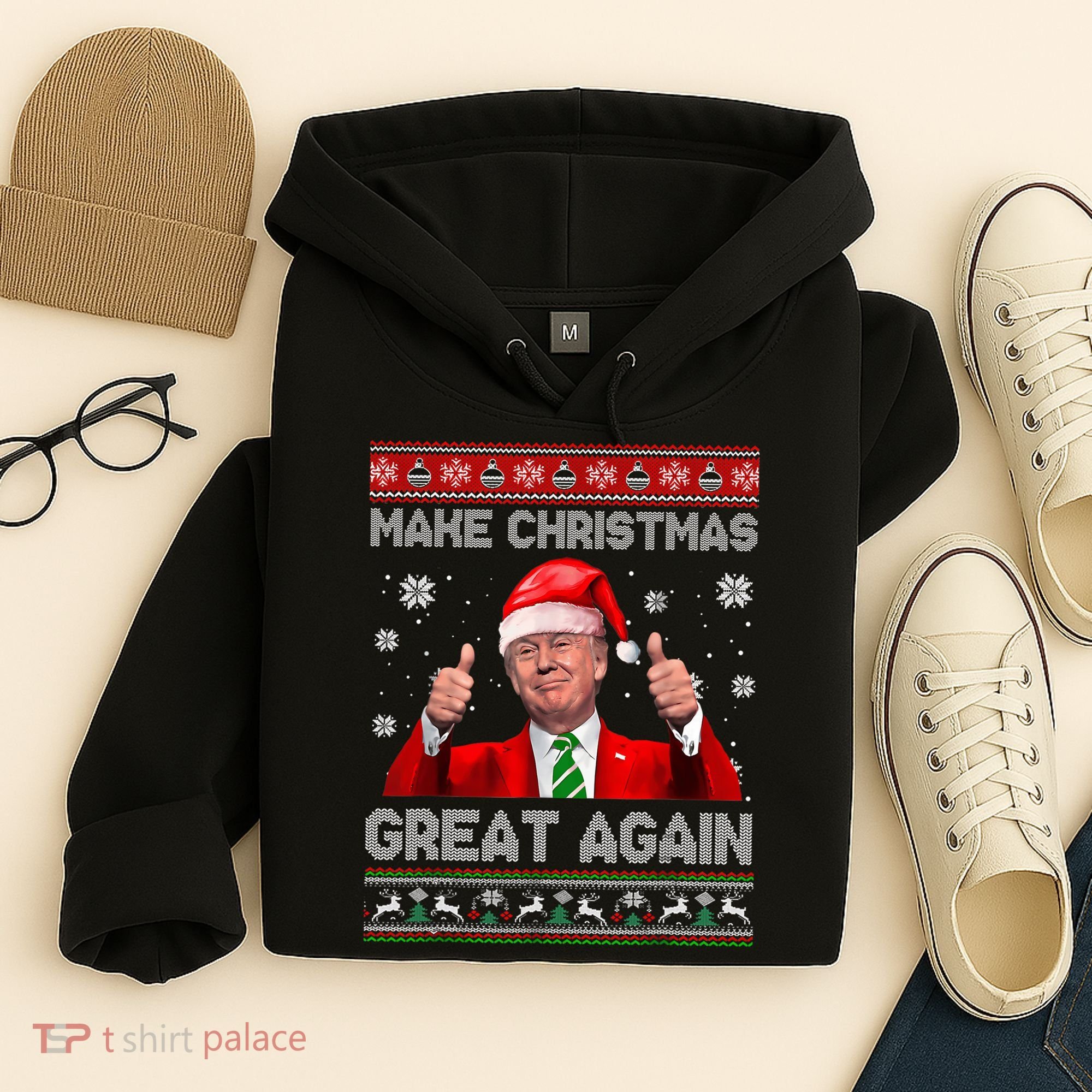 Make Christmas Great Again Ugly Xmas Funny Trump Hoodie