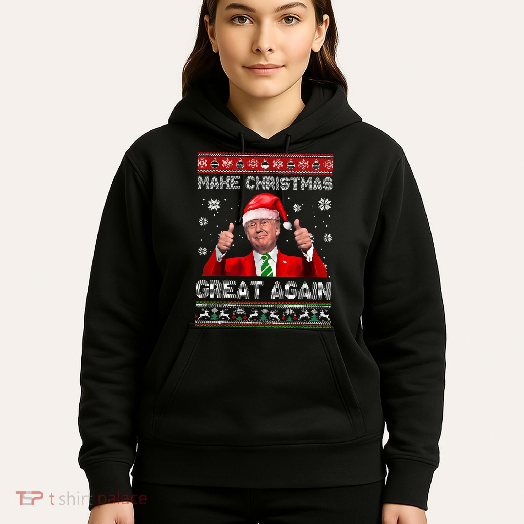 Make Christmas Great Again Ugly Xmas Funny Trump Hoodie