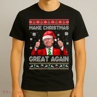 Make Christmas Great Again Ugly Xmas Funny Trump T-Shirt thumb 3