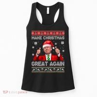 Make Christmas Great Again Ugly Xmas Funny Trump Women's Tank Top thumb 0