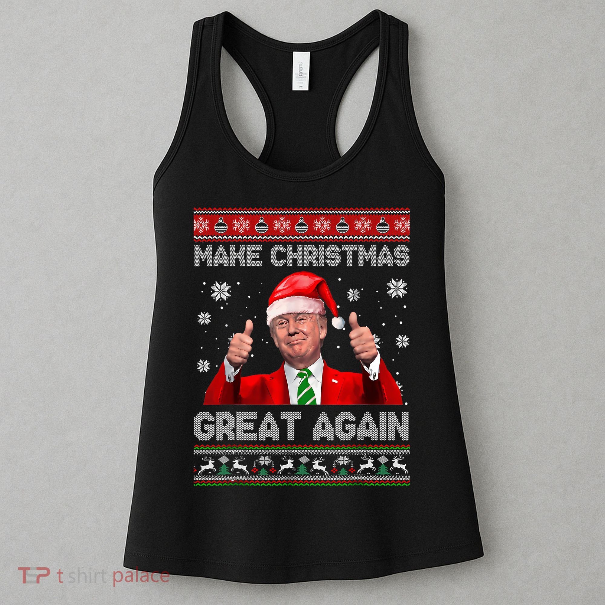 Make Christmas Great Again Ugly Xmas Funny Trump Women's Tank Top