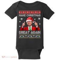 Make Christmas Great Again Ugly Xmas Funny Trump Baby Bodysuit thumb 0