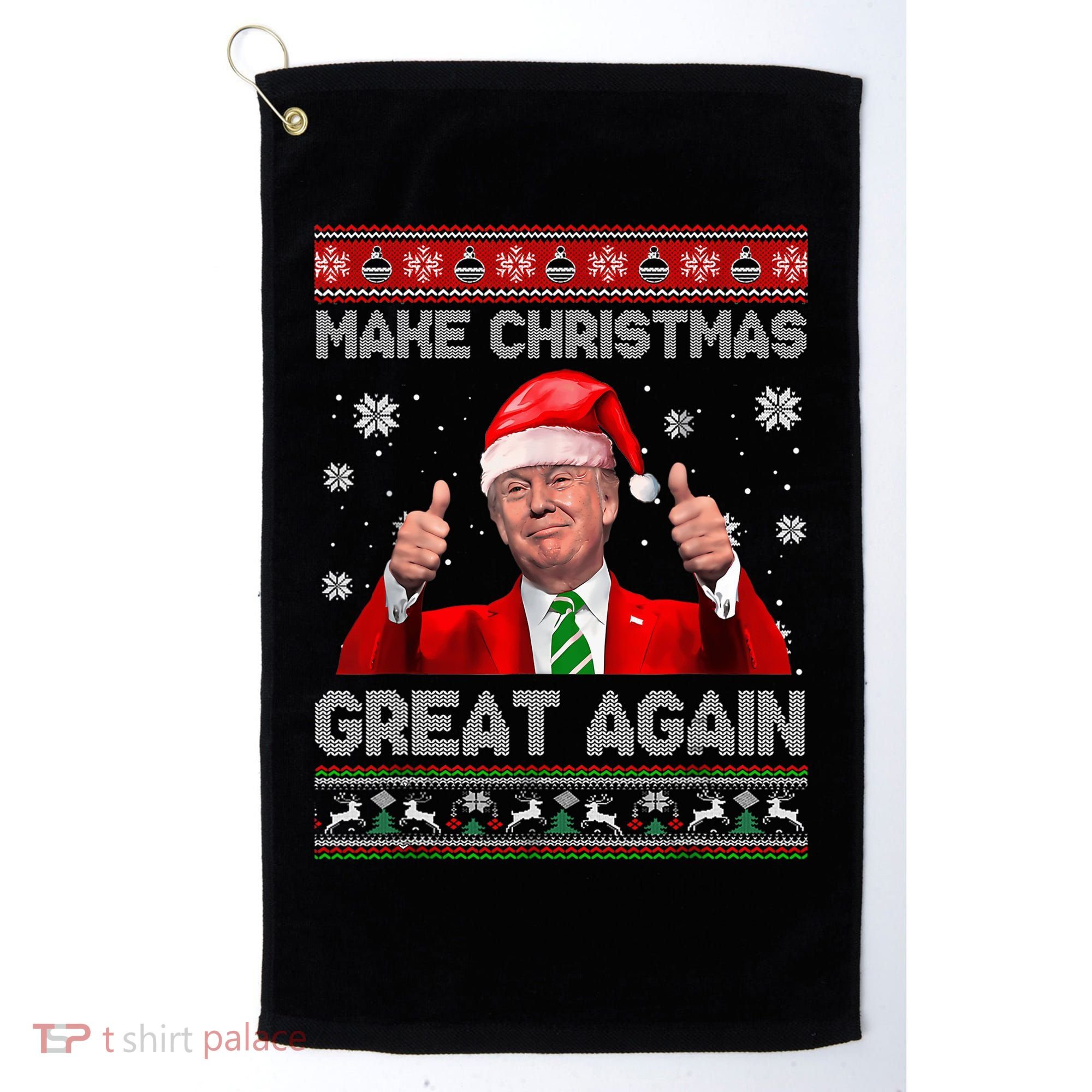 Make Christmas Great Again Ugly Xmas Funny Trump Golf Towel