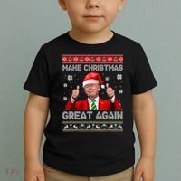 Make Christmas Great Again Ugly Xmas Funny Trump Toddler T-Shirt thumb 2