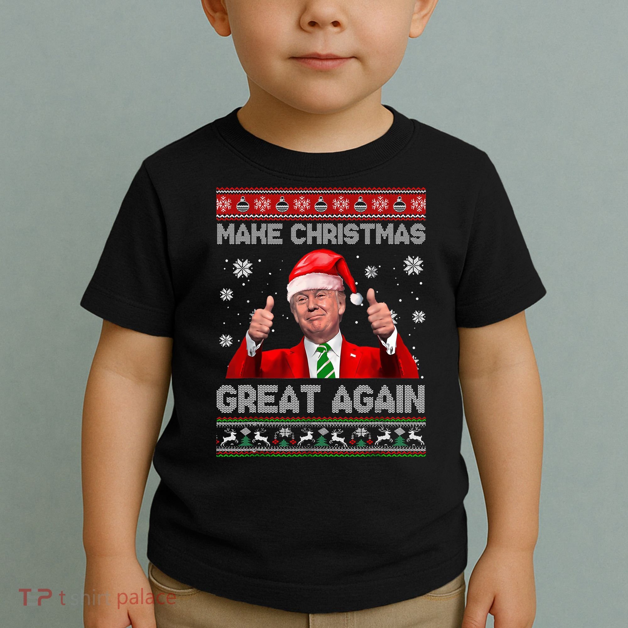 Make Christmas Great Again Ugly Xmas Funny Trump Toddler T-Shirt