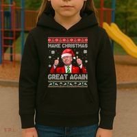 Make Christmas Great Again Ugly Xmas Funny Trump Kids Hoodie thumb 3