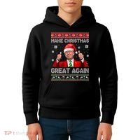 Make Christmas Great Again Ugly Xmas Funny Trump Kids Hoodie thumb 4