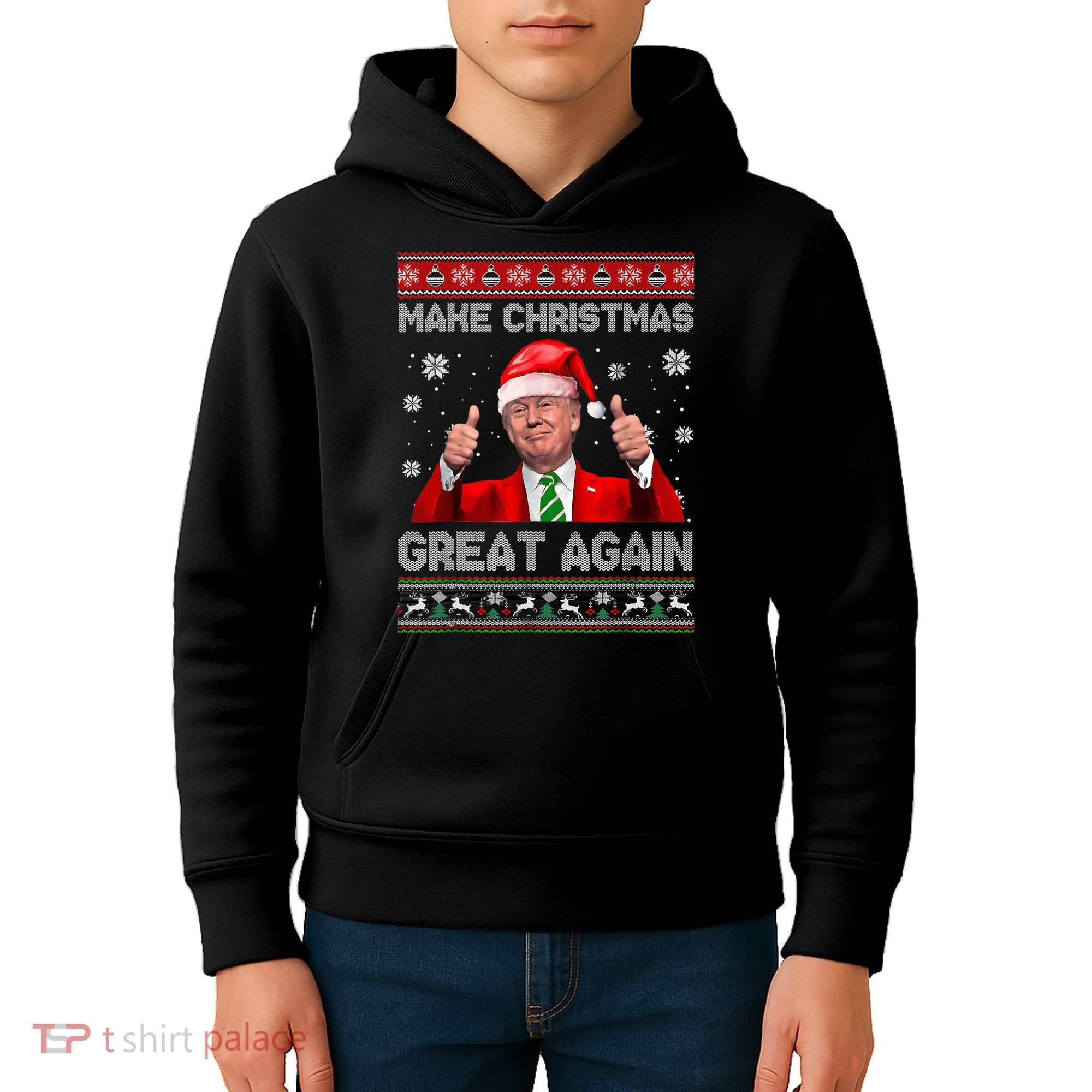 Make Christmas Great Again Ugly Xmas Funny Trump Kids Hoodie