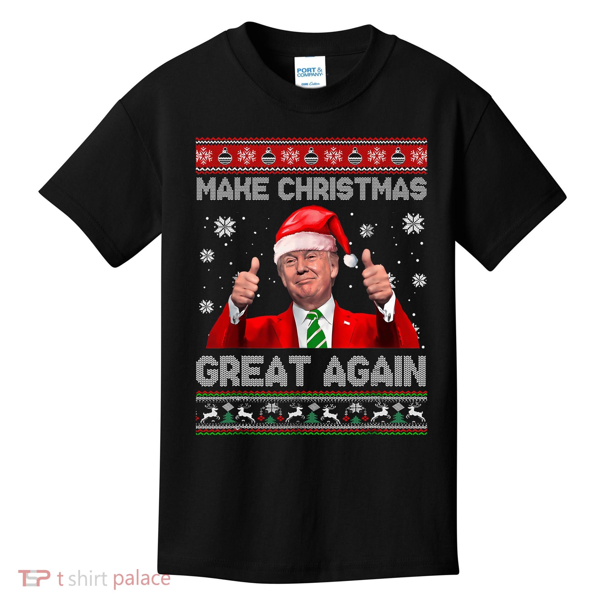 Make Christmas Great Again Ugly Xmas Funny Trump Kids T-Shirt