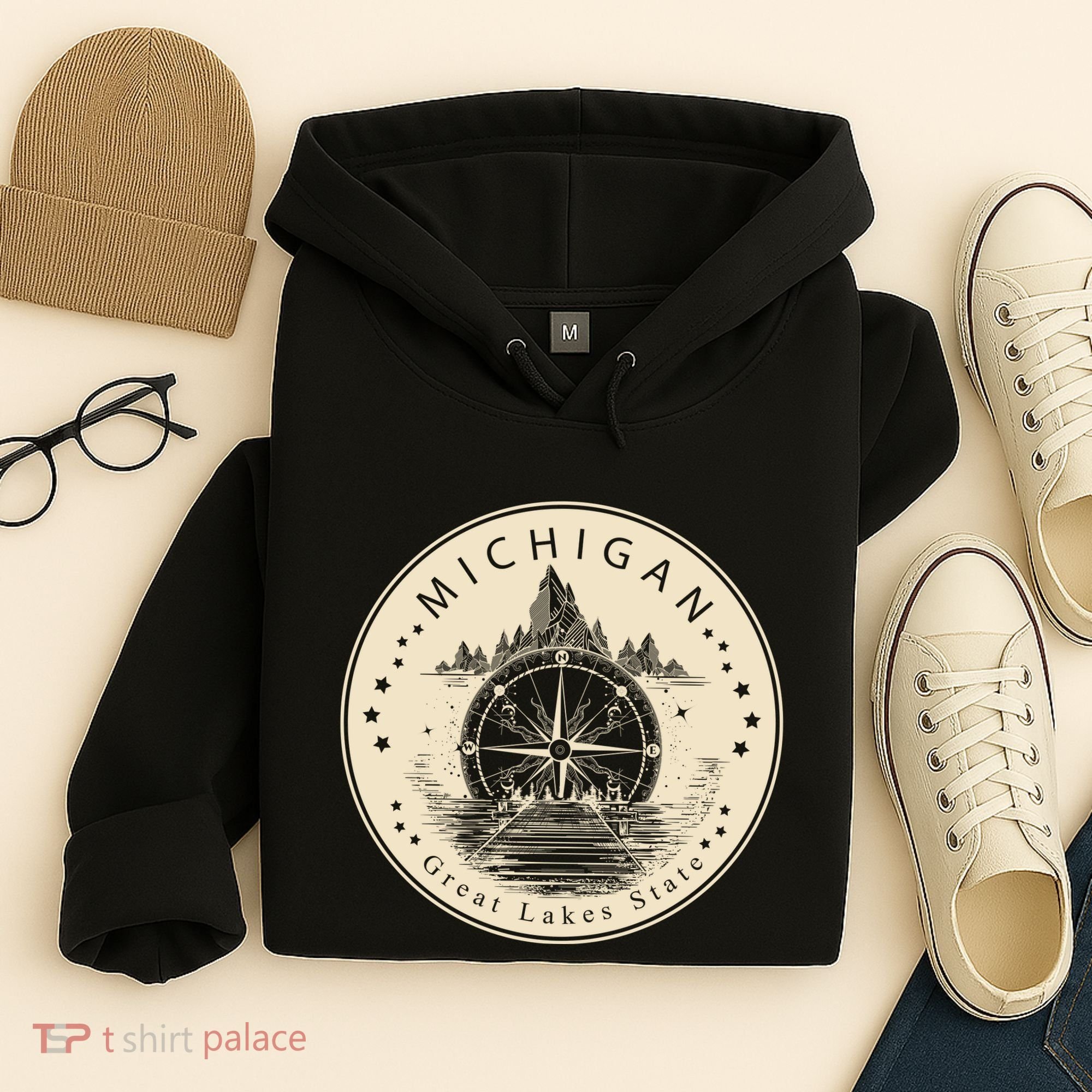 Michigan Compass Great Lake State MI Pride USA Hoodie