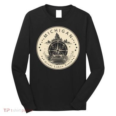 Michigan Compass Great Lake State MI Pride USA Long Sleeve Shirt