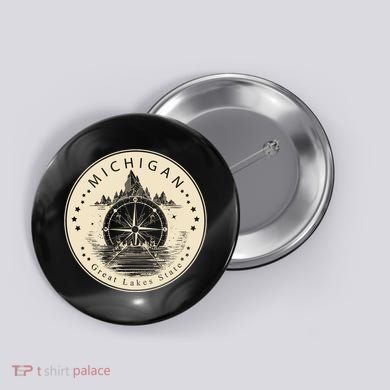 Michigan Compass Great Lake State MI Pride USA Button