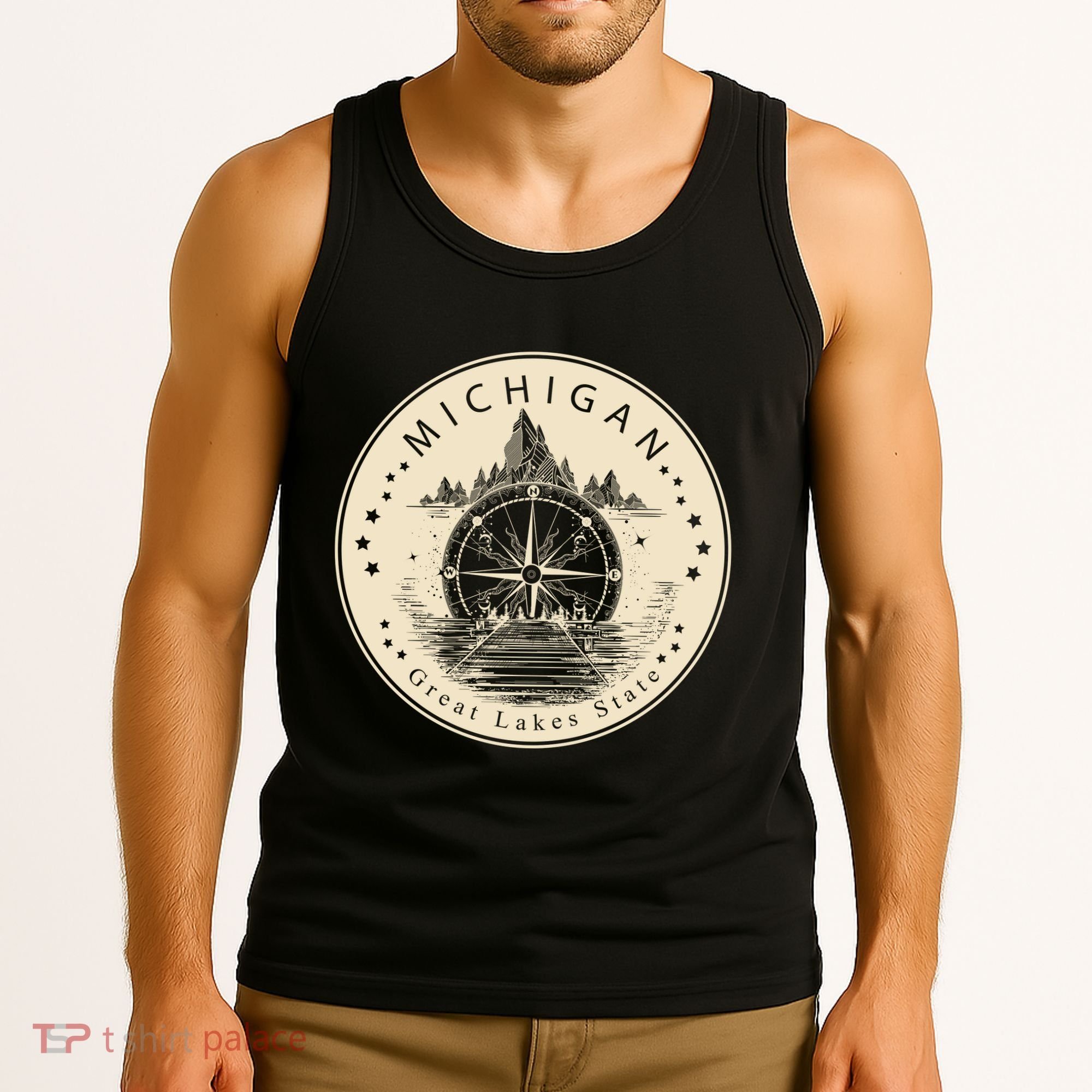 Michigan Compass Great Lake State MI Pride USA Tank Top
