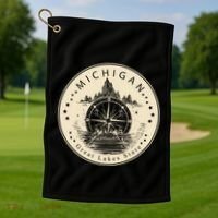 Michigan Compass Great Lake State MI Pride USA Golf Towel thumb 1