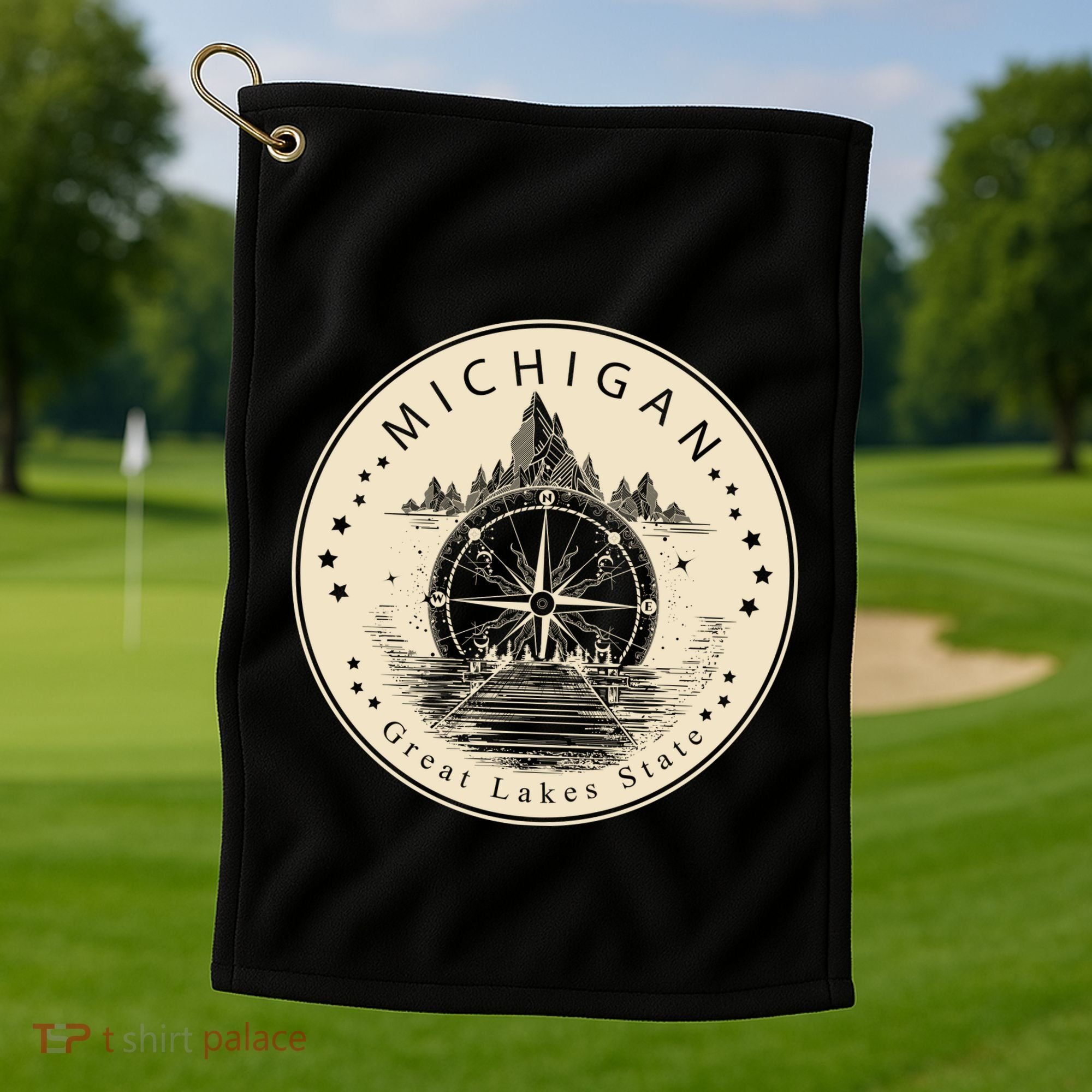 Michigan Compass Great Lake State MI Pride USA Golf Towel