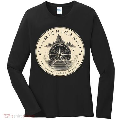 Michigan Compass Great Lake State MI Pride USA Women's Long Sleeve Shirt