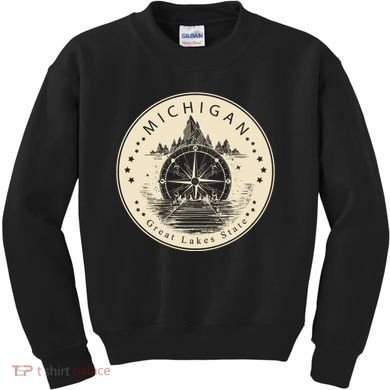 Michigan Compass Great Lake State MI Pride USA Kids Sweatshirt