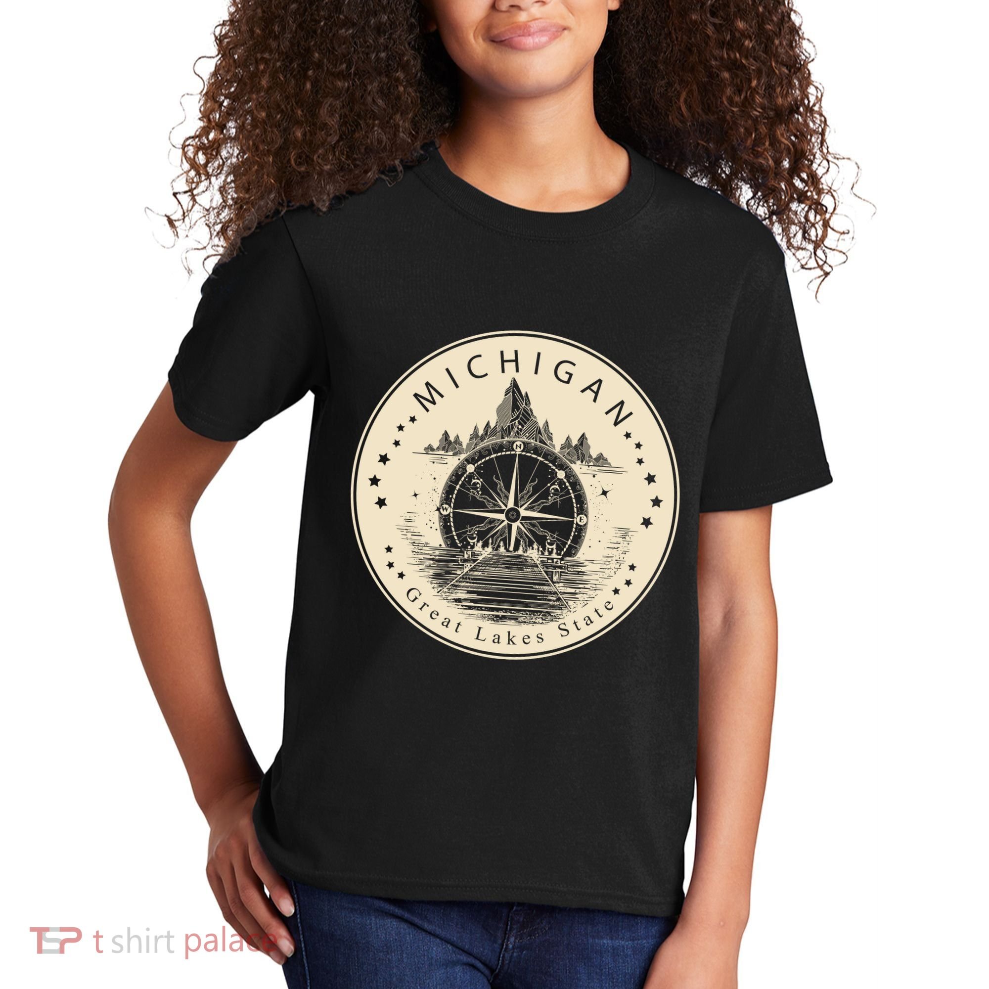 Michigan Compass Great Lake State MI Pride USA Kids T-Shirt