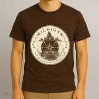 Michigan Compass Great Lake State MI Pride USA T-Shirt thumb 3