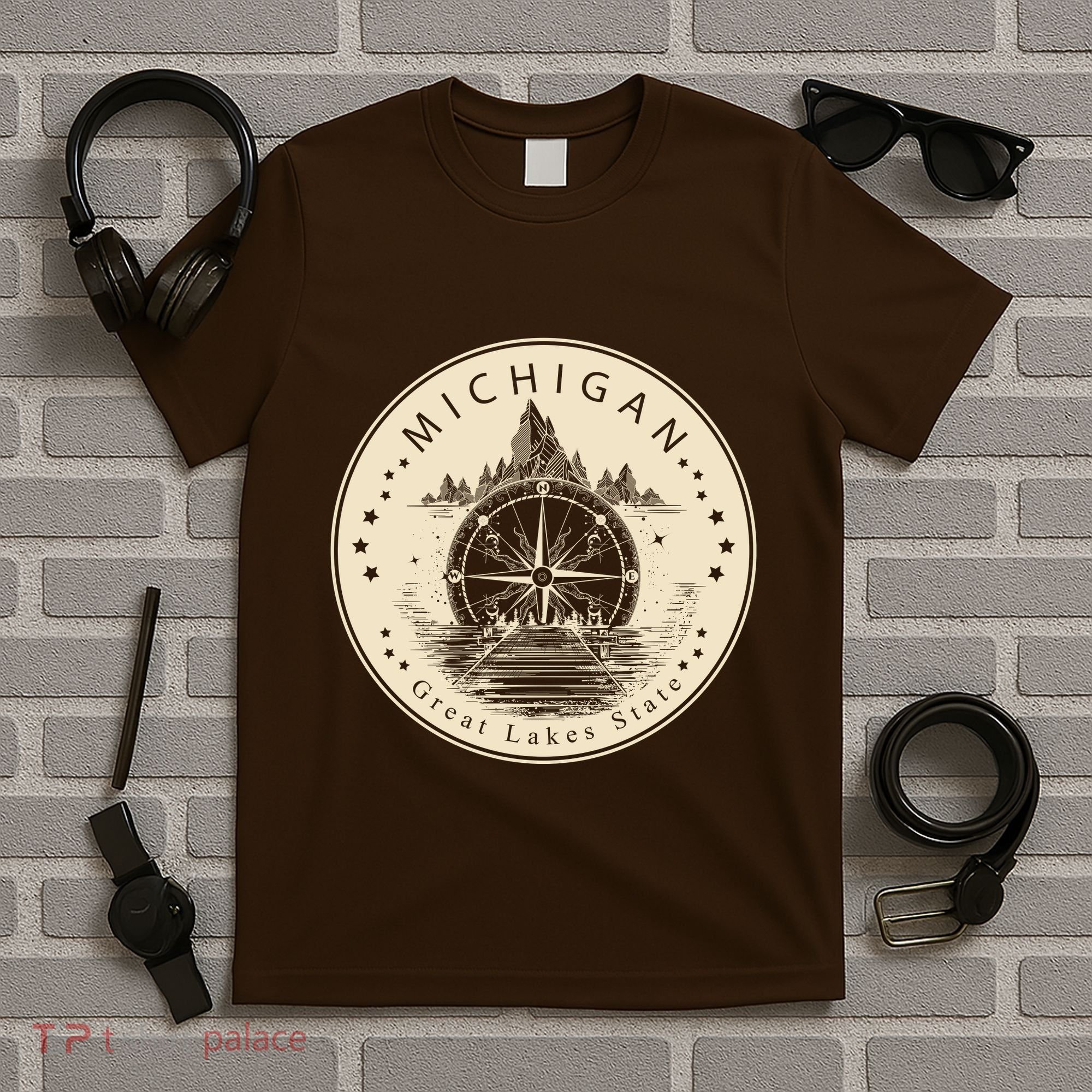 Michigan Compass Great Lake State MI Pride USA T-Shirt