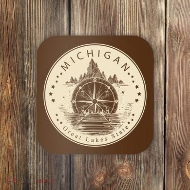 Michigan Compass Great Lake State MI Pride USA Coaster