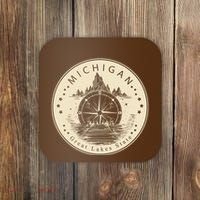 Michigan Compass Great Lake State MI Pride USA Coaster thumb 0