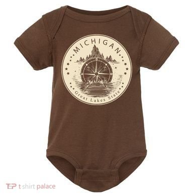 Michigan Compass Great Lake State MI Pride USA Baby Bodysuit