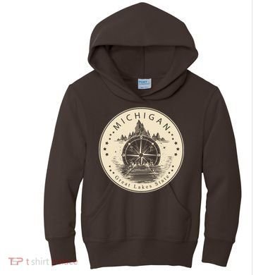 Michigan Compass Great Lake State MI Pride USA Kids Hoodie