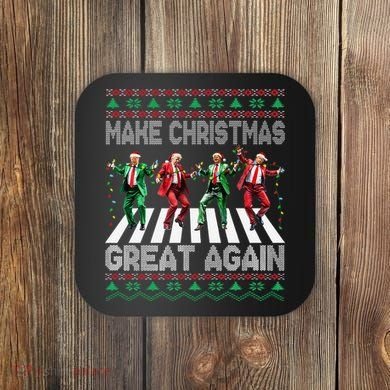 Make Christmas Great Again Ugly Sweaters Trump Dance Santa Coaster