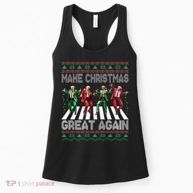 Make Christmas Great Again Ugly Sweaters Trump Dance Santa Women's Tank Top