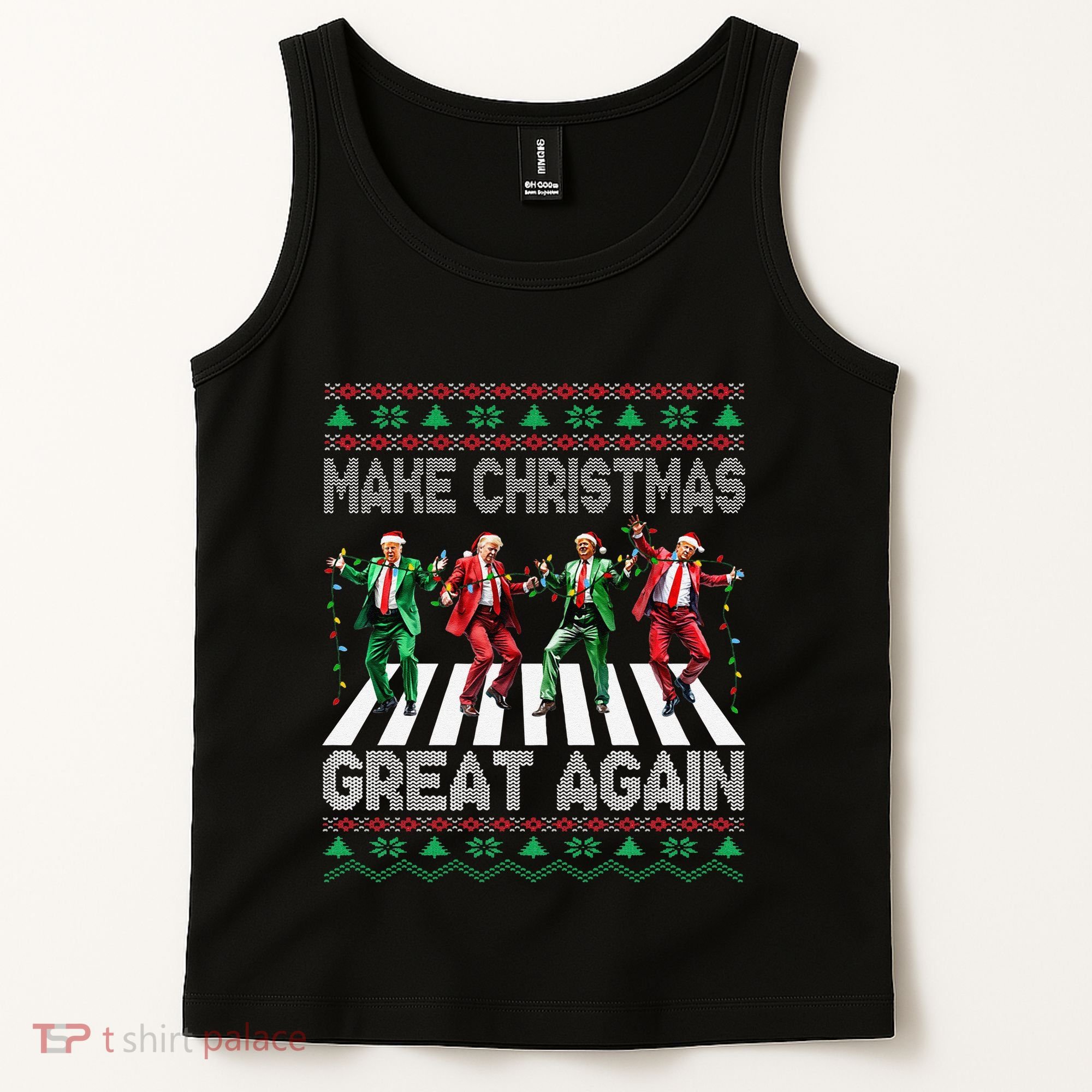 Make Christmas Great Again Ugly Sweaters Trump Dance Santa Tank Top